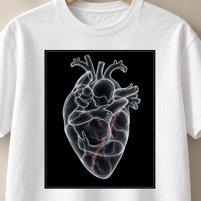 Vertraute Nähe – Röntgen T-Shirt, Motiv als Nahaufnahme