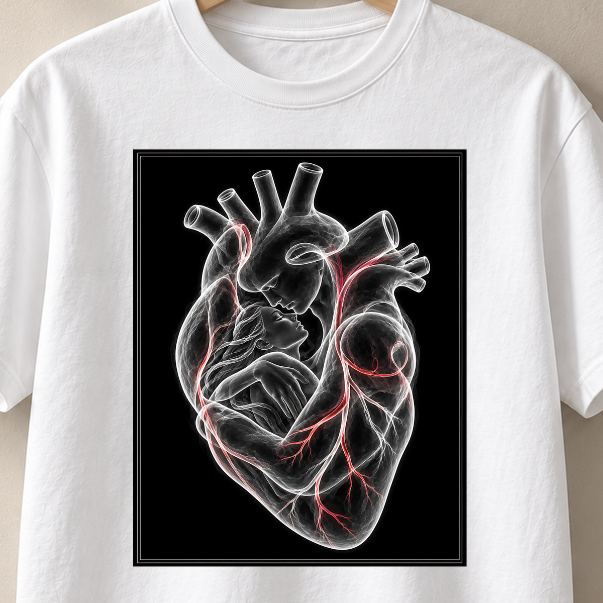 Herzensbegegnung – Röntgen T-Shirt, Motiv als Nahaufnahme