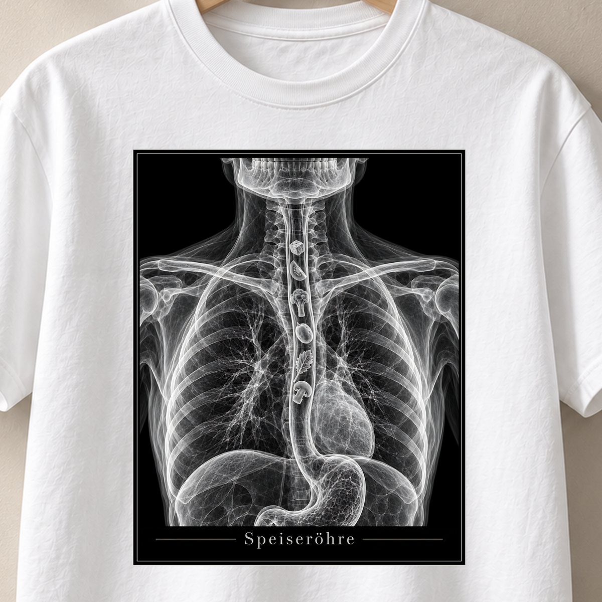 Speiseröhre – Röntgen T-Shirt, Motiv als Nahaufnahme