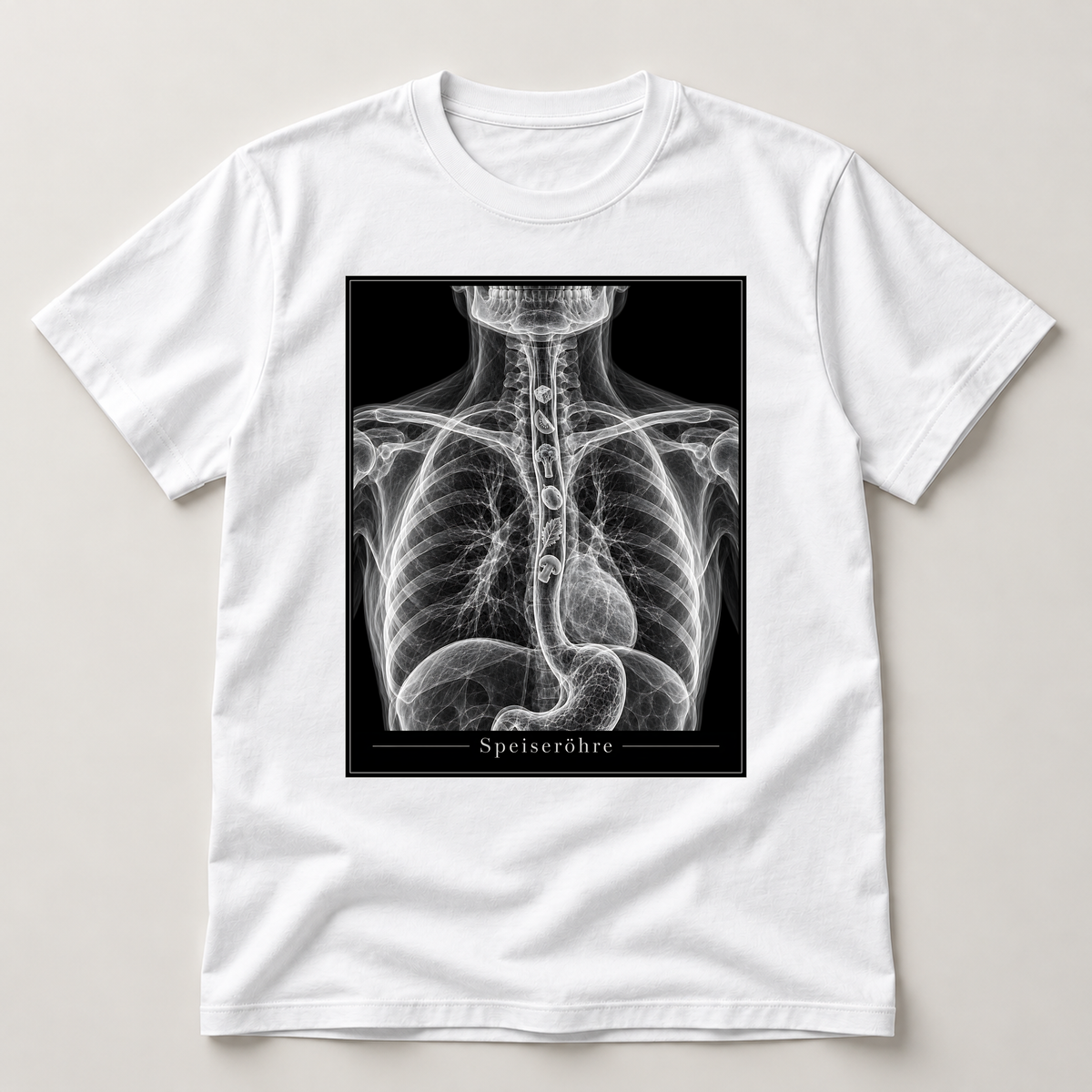 Speiseröhre – weißes T-Shirt als flache Ansicht
