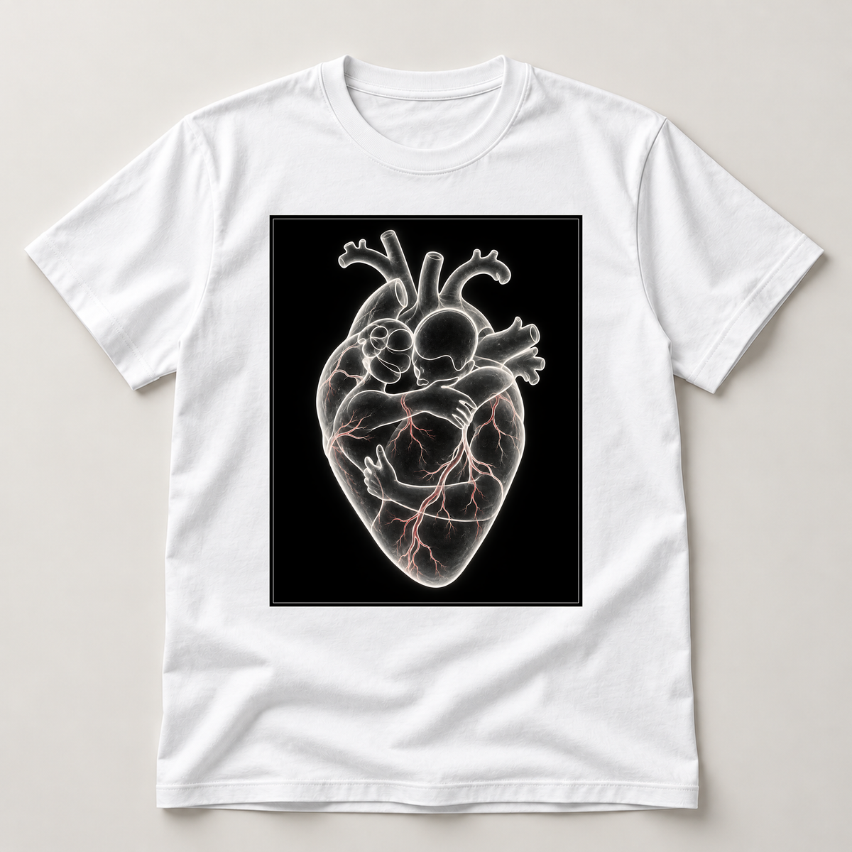 Leise Verbundenheit – weißes T-Shirt als flache Ansicht