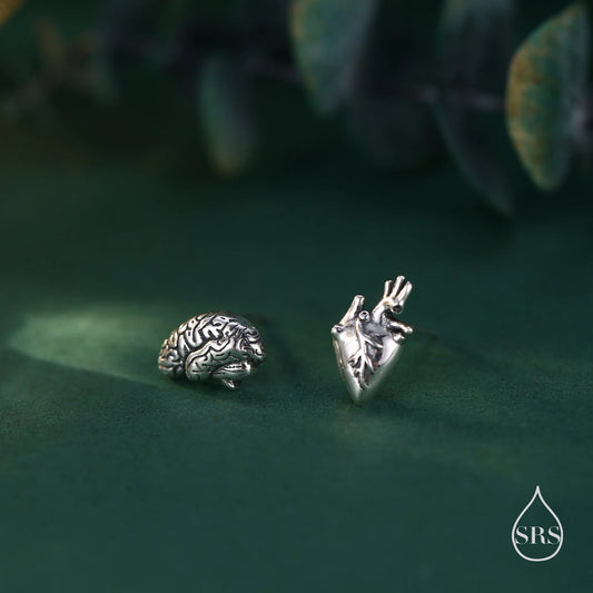 Herz & Gehirn Ohrstecker – Anatomischer Schmuck aus 925er Sterling Silber | Gold & Roségold vergoldet | Medizin trifft Design