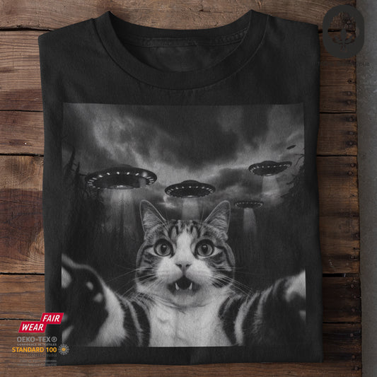 UFO Katze Selfie - Tshirt Unisex