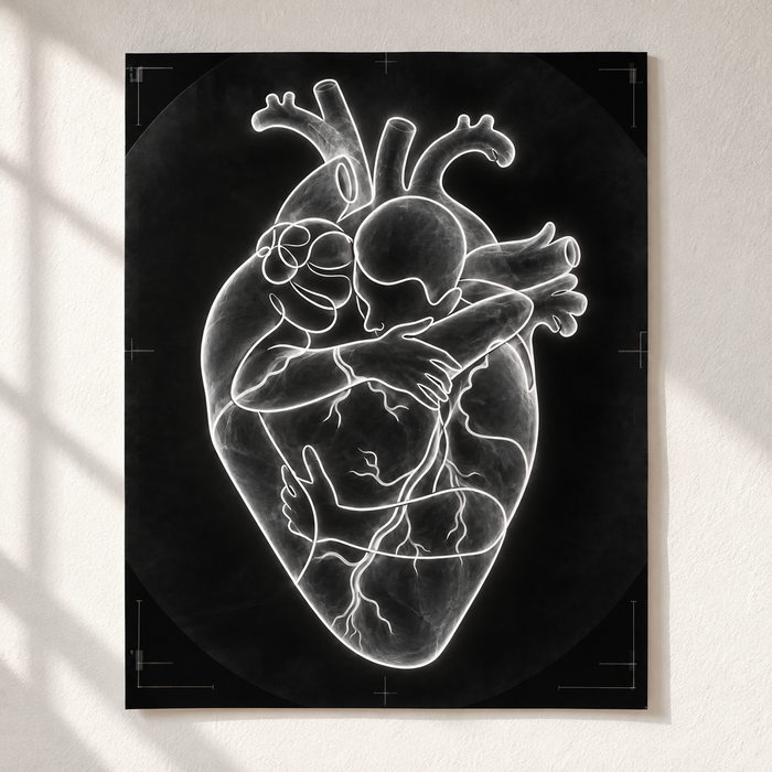 Herzumarmung – Röntgenfilm als Poster ohne Rahmen.