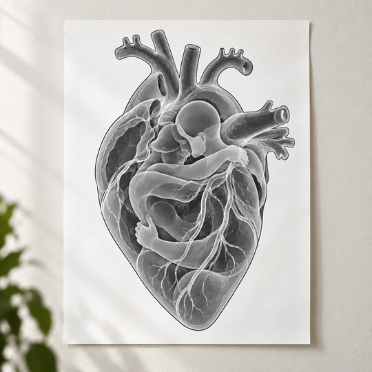 Herzumarmung – Zarte Nähe als Poster ohne Rahmen.