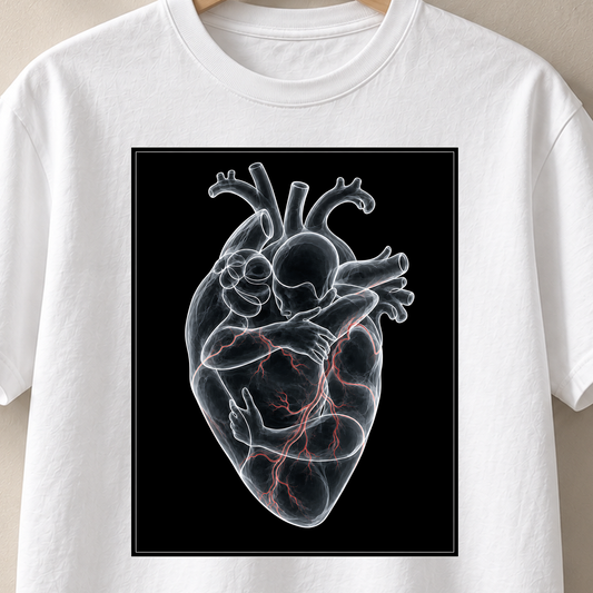 Vertraute Nähe – Röntgen T-Shirt, Motiv als Nahaufnahme