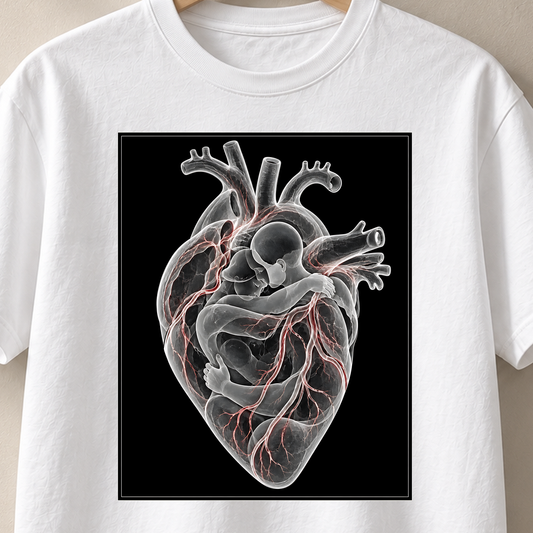 Im Herzen geborgen – Röntgen T-Shirt, Motiv als Nahaufnahme