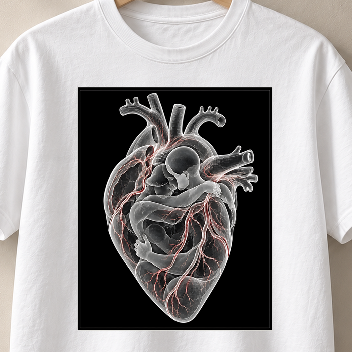 Im Herzen geborgen – Röntgen T-Shirt, Motiv als Nahaufnahme