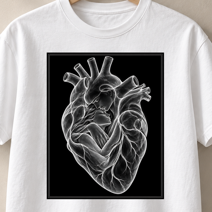 Stiller Herzensmoment – Röntgen T-Shirt, Motiv als Nahaufnahme