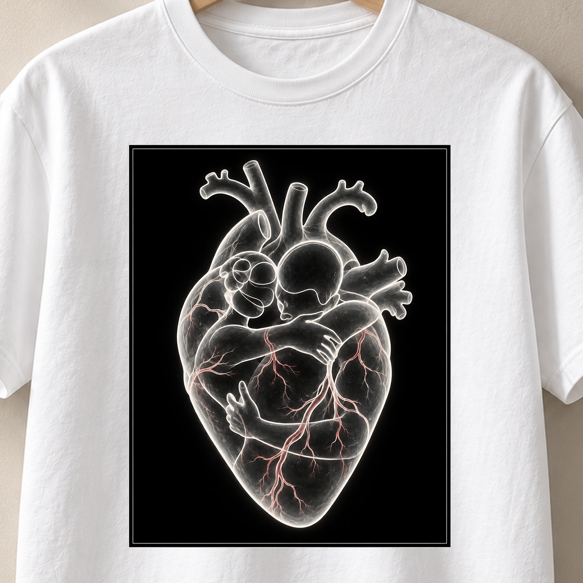 Leise Verbundenheit – Röntgen T-Shirt, Motiv als Nahaufnahme