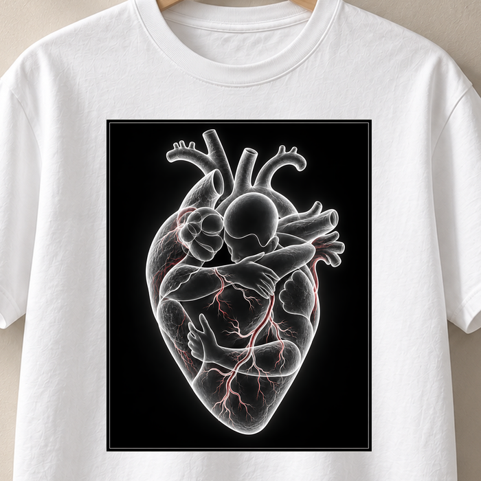 Umschlungen – Röntgen T-Shirt, Motiv als Nahaufnahme