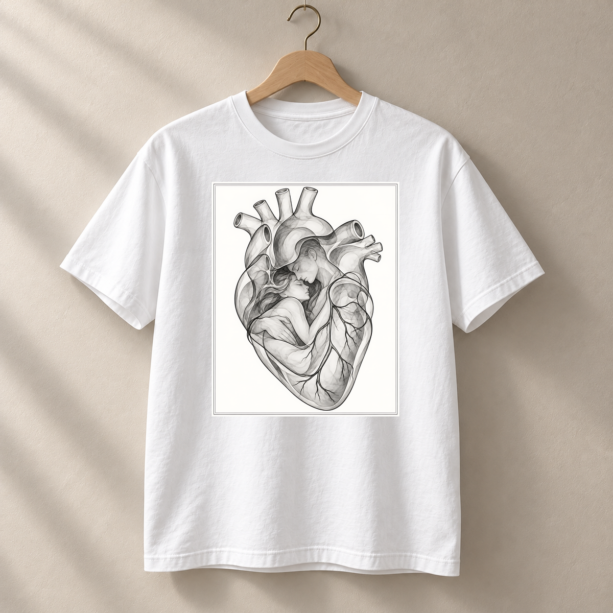 Einander nah – weißes T-Shirt hängend