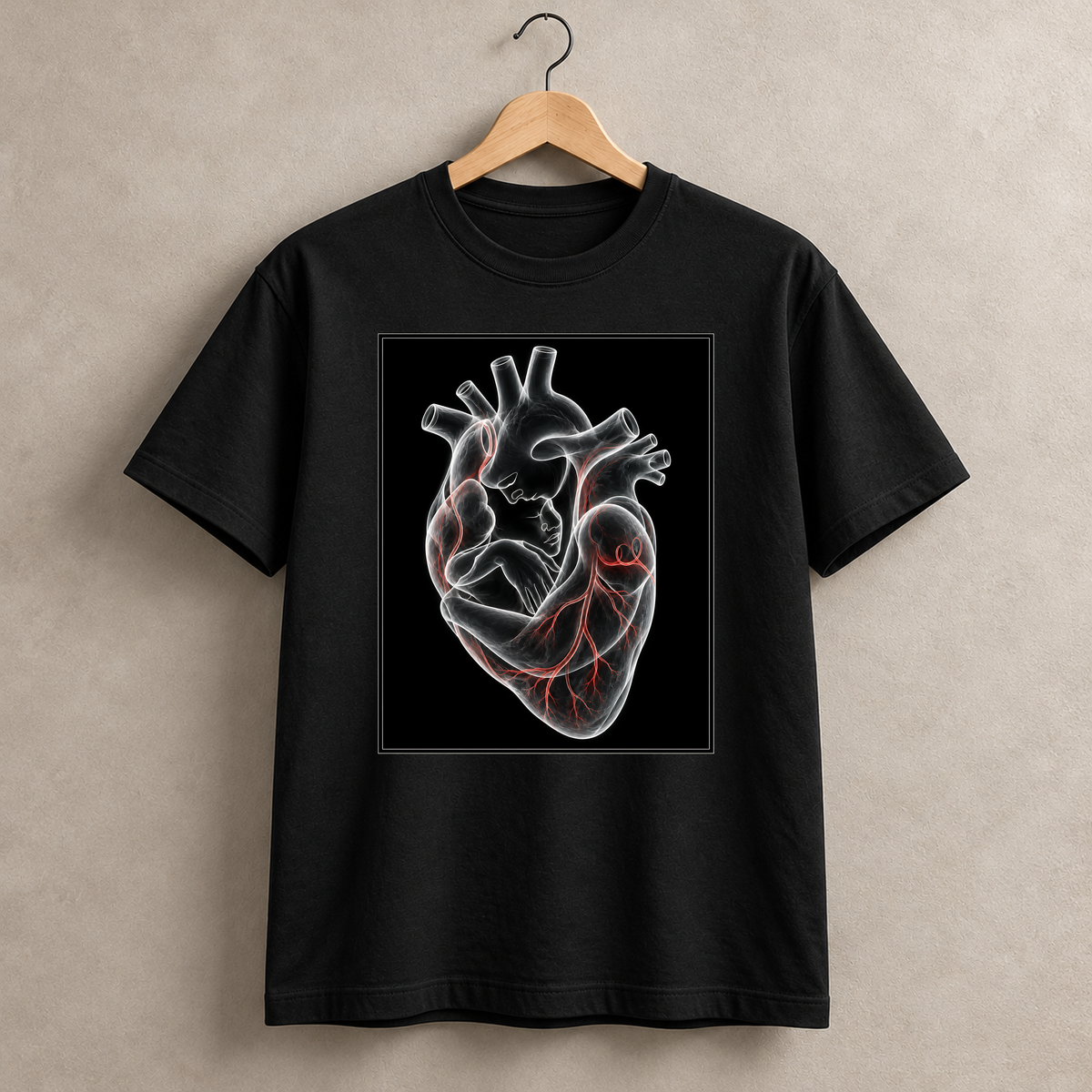 Fast ein Kuss – schwarzes T-Shirt hängend