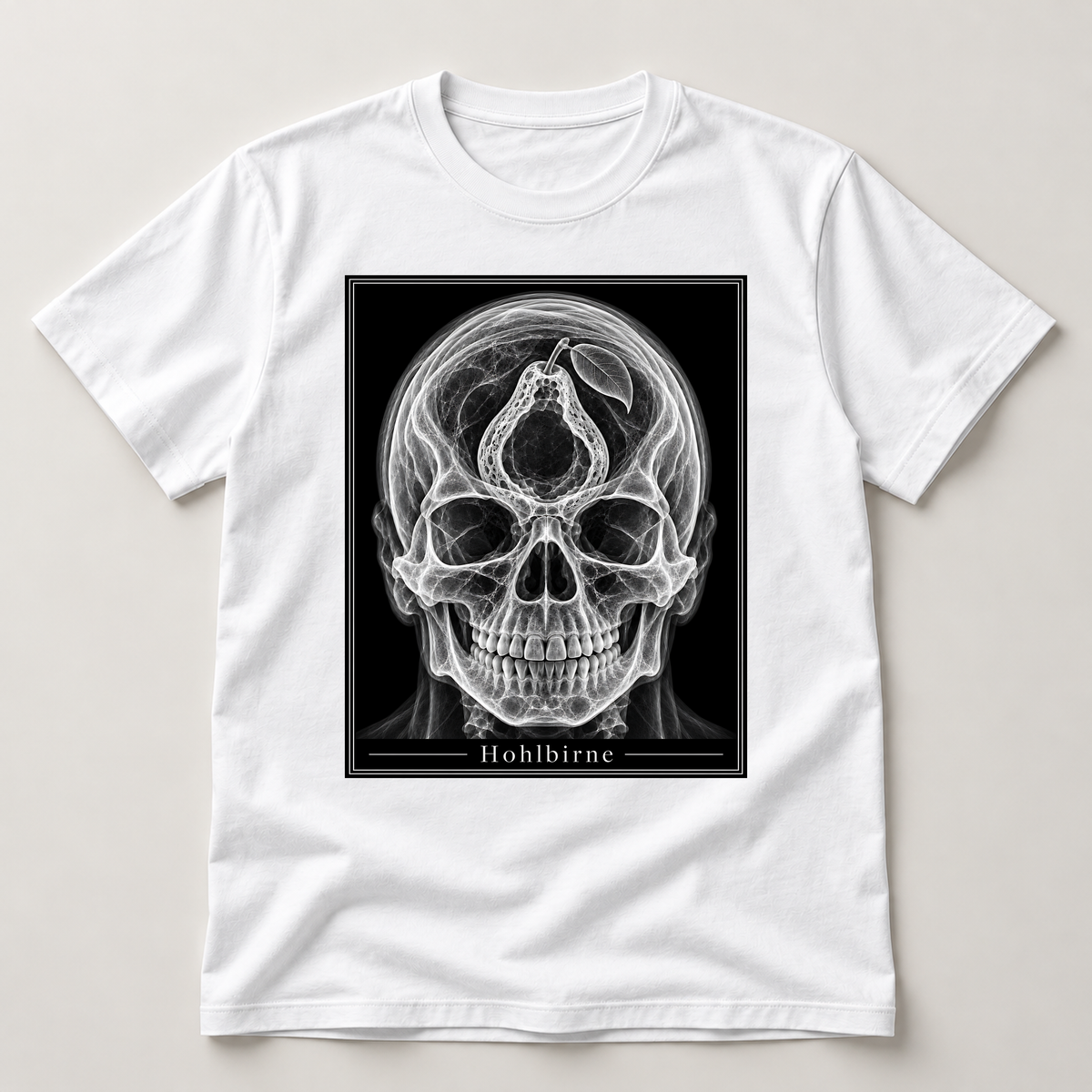 Hohlbirne – weißes T-Shirt als flache Ansicht