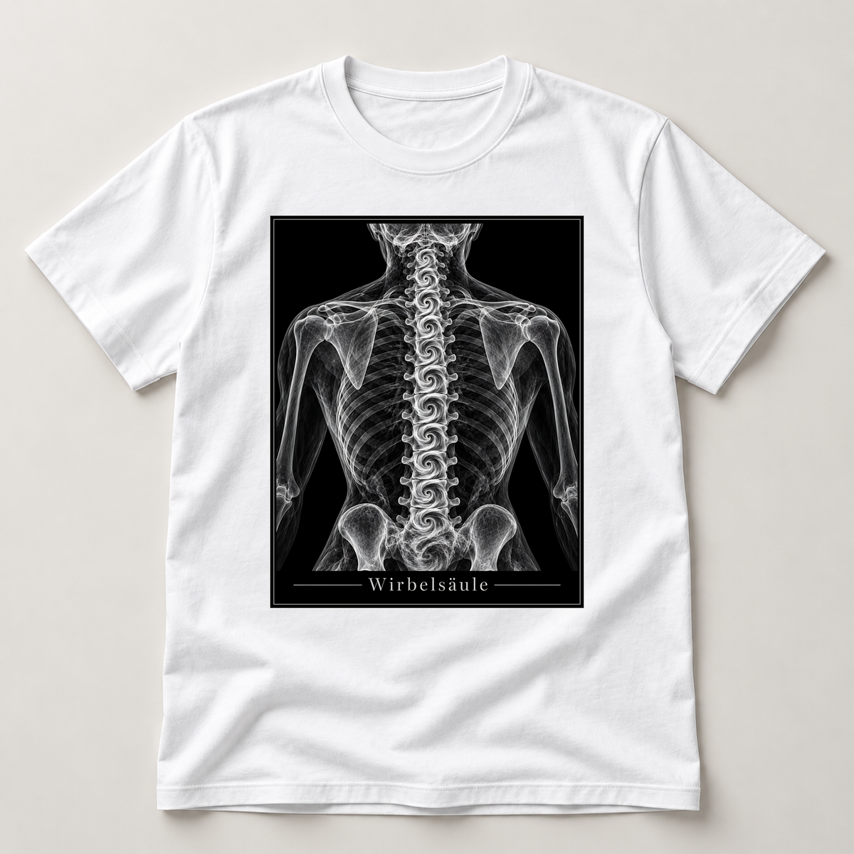 Wirbelsäule – weißes T-Shirt als flache Ansicht