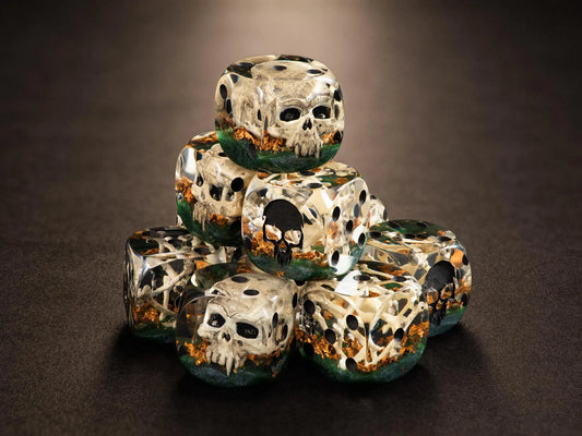 Totenkopf & Knochen Würfelset – Handgemachte  Epoxidharz für DND & Brettspiele