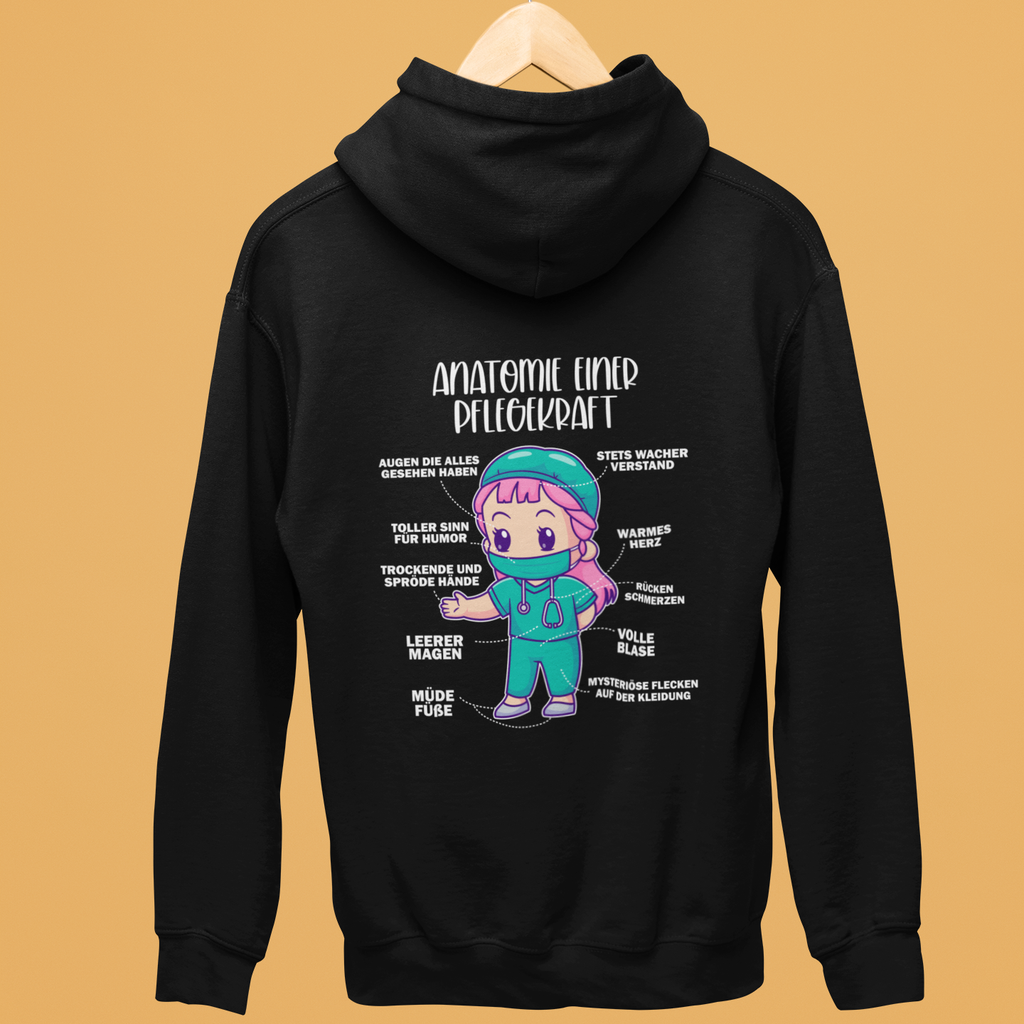 Anatomie einer Pflegekraft - Rückendruck Premium Hoodie