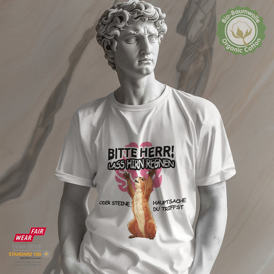 Bitte Herr! Lass Hirn regnen - Bio Baumwolle Premium Unisex