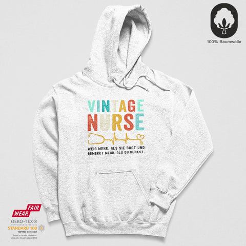 Vintage Nurse - BioBlend Hoodie: Mode mit Mehrwert (organische Baumwolle)