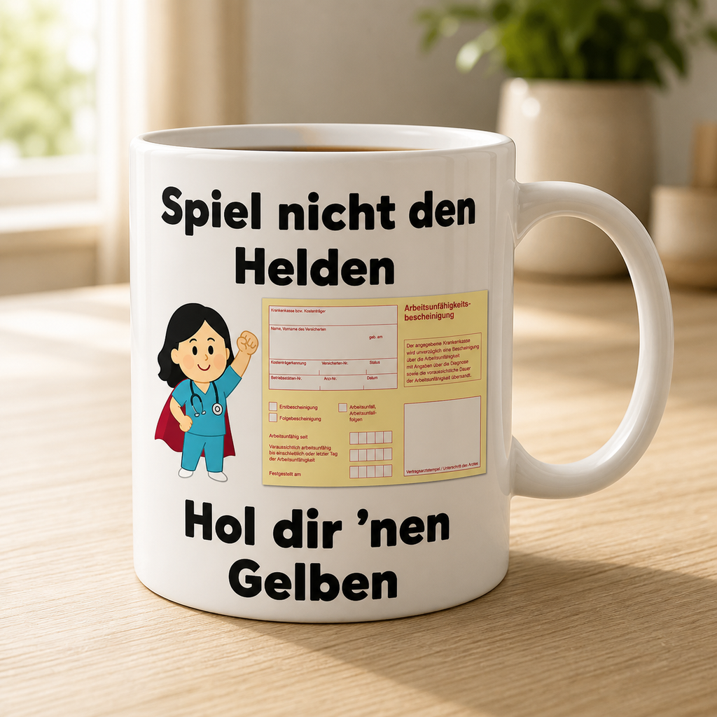 Spiel nicht den Helden, hol dir nen gelben - Tasse