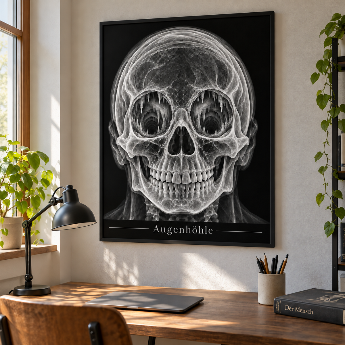 Augenhöhle – Tiefenschlund – gerahmtes Wandbild im Arbeitszimmer