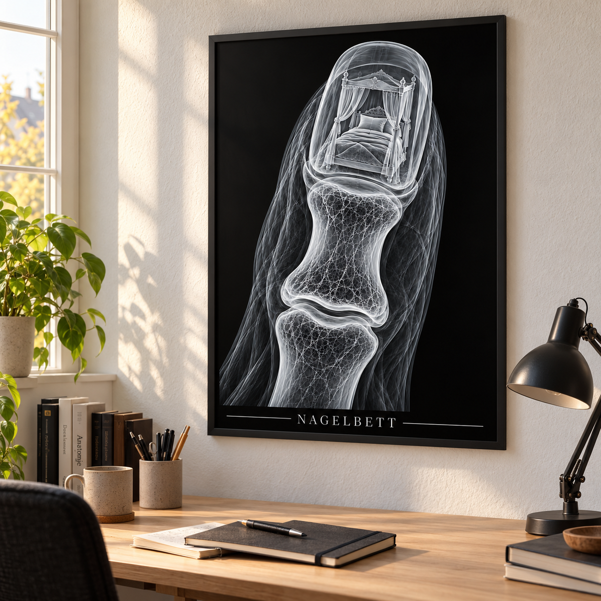 Nagelbett – Baldachin – gerahmtes Wandbild im Arbeitszimmer