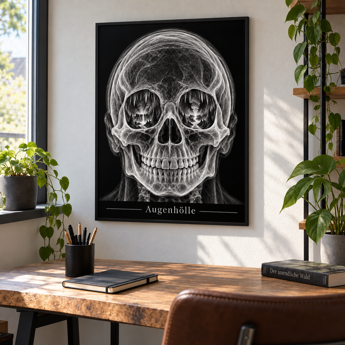 Augenhölle – Vulkanblick – gerahmtes Wandbild im Arbeitszimmer
