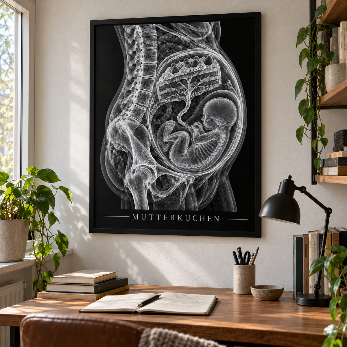 Mutterkuchen – gerahmtes Wandbild im Arbeitszimmer