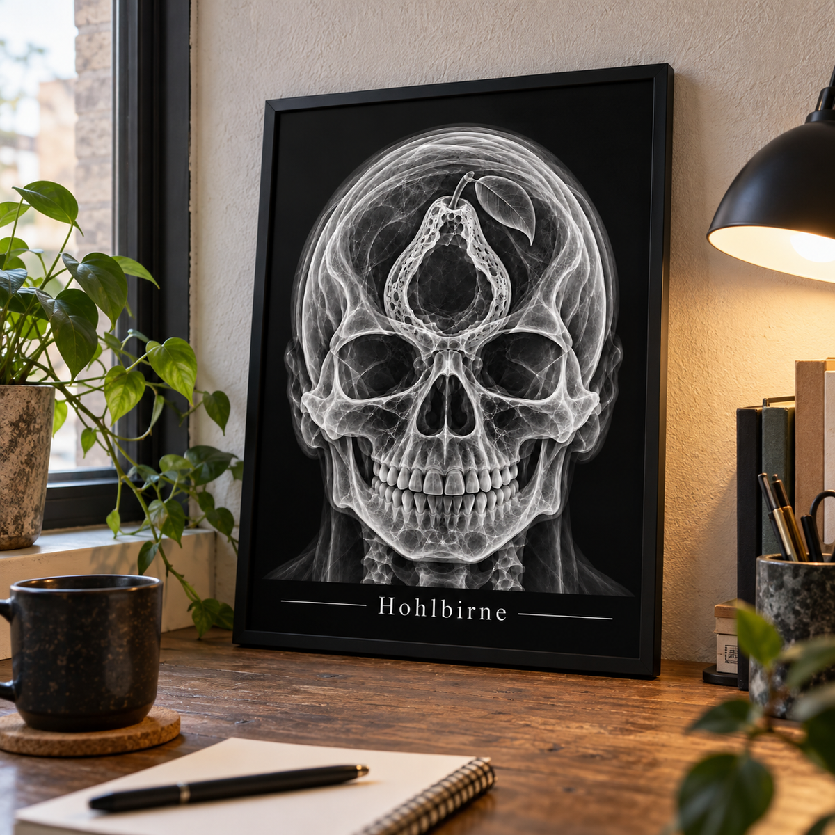 Hohlbirne – gerahmtes Wandbild im Arbeitszimmer