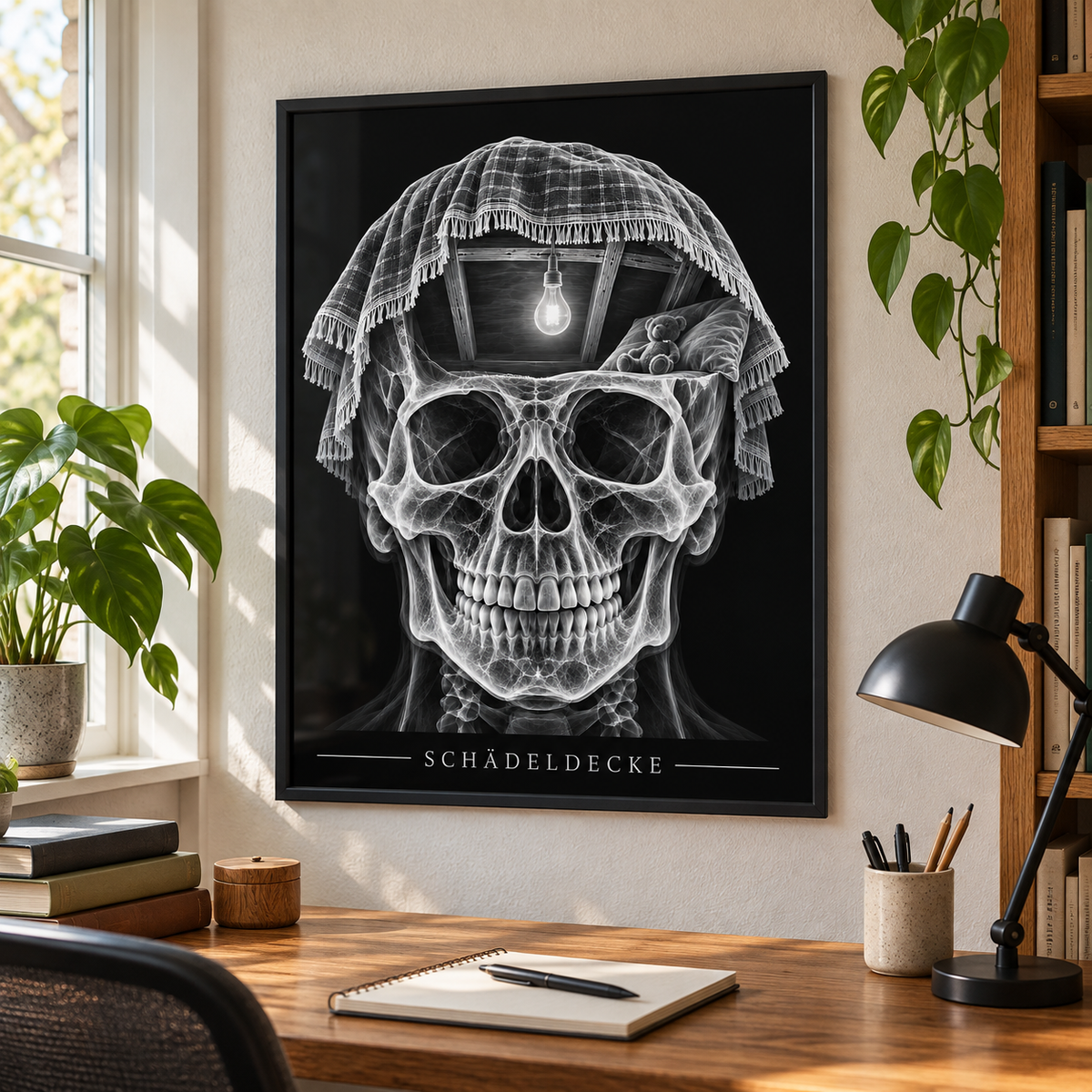 Schädeldecke – Deckenhöhle – gerahmtes Wandbild im Arbeitszimmer