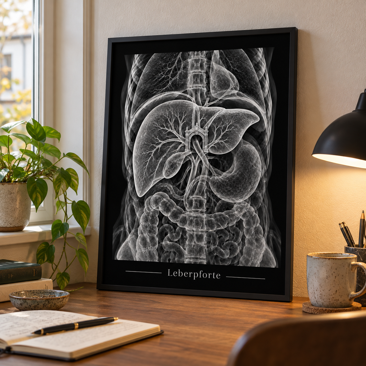 Leberpforte – gerahmtes Wandbild im Arbeitszimmer
