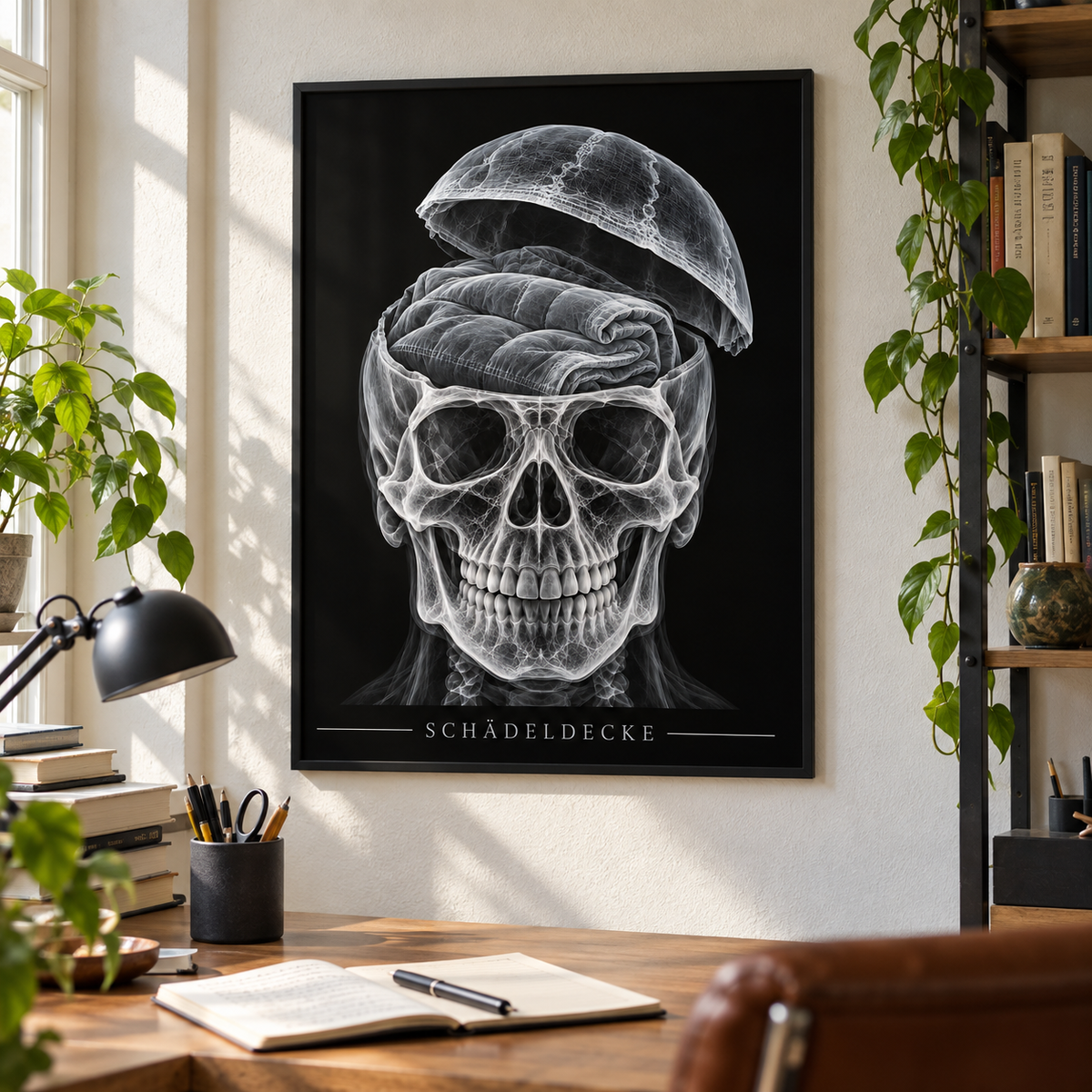 Schädeldecke – Deckenstapel – gerahmtes Wandbild im Arbeitszimmer