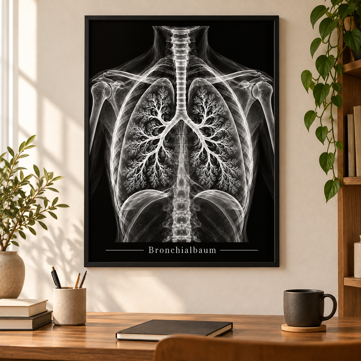 Bronchialbaum – gerahmtes Wandbild im Arbeitszimmer