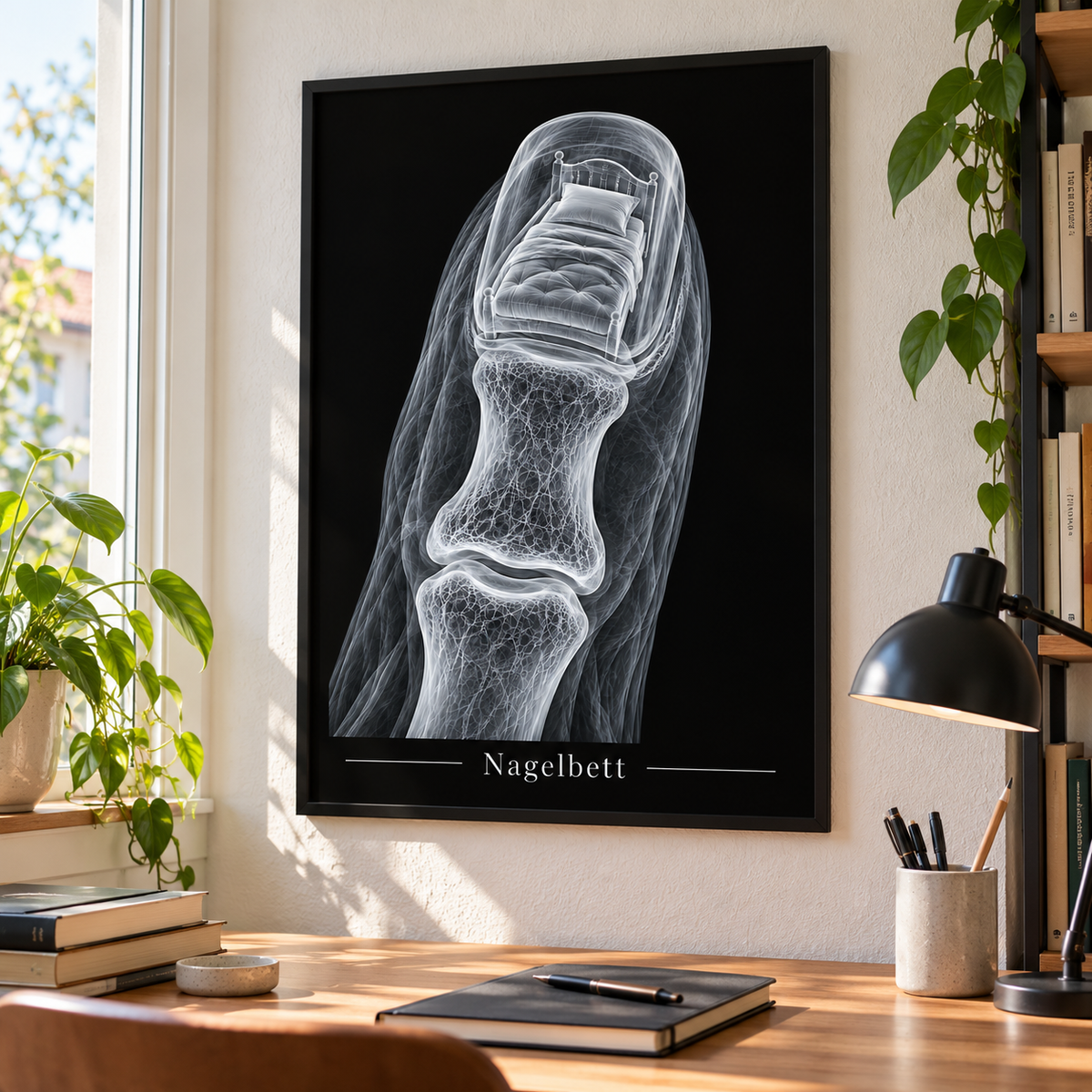 Nagelbett – gerahmtes Wandbild im Arbeitszimmer
