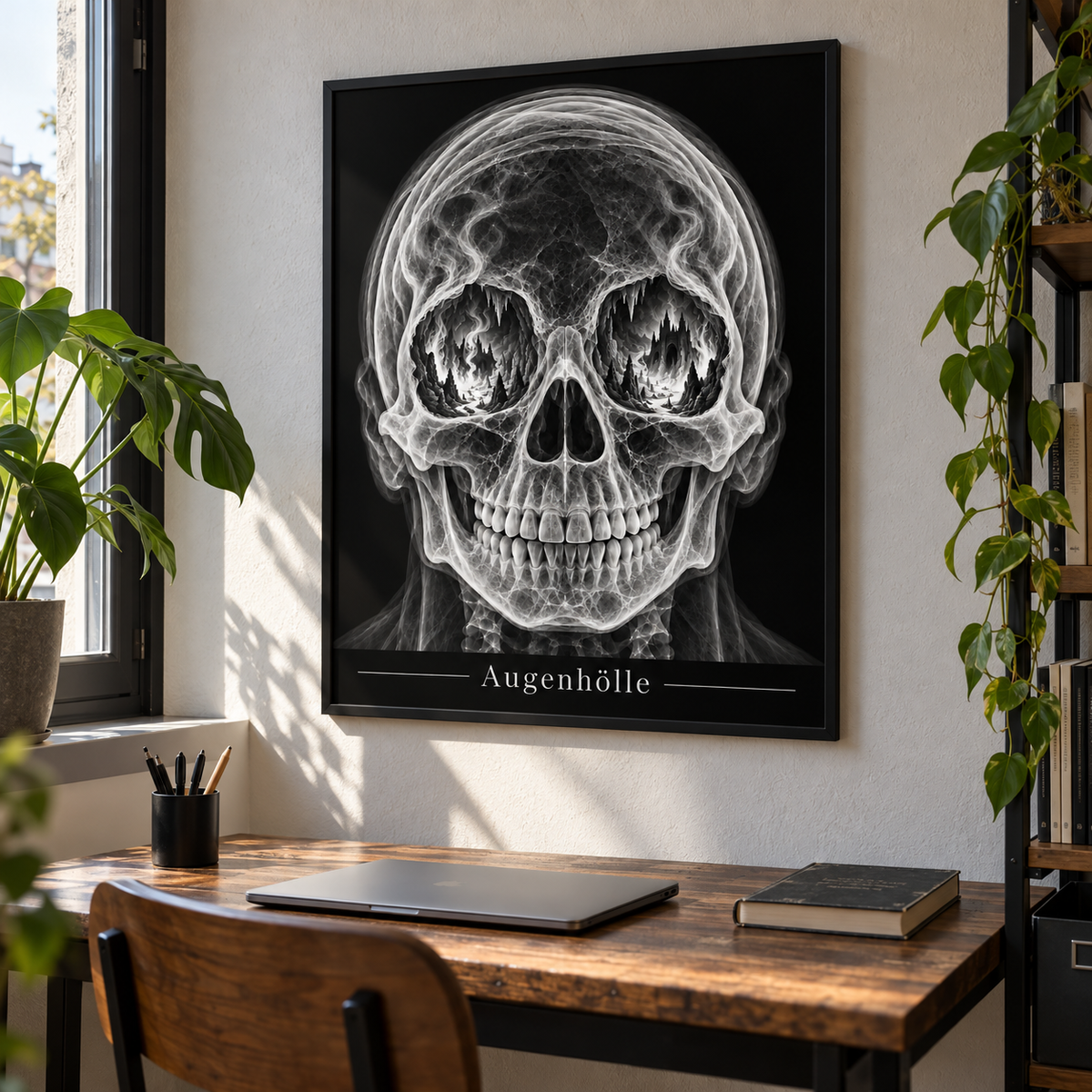 Augenhölle – Flammenpfade – gerahmtes Wandbild im Arbeitszimmer