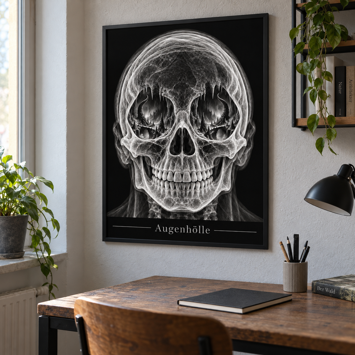 Augenhölle – Schattenbrücken – gerahmtes Wandbild im Arbeitszimmer