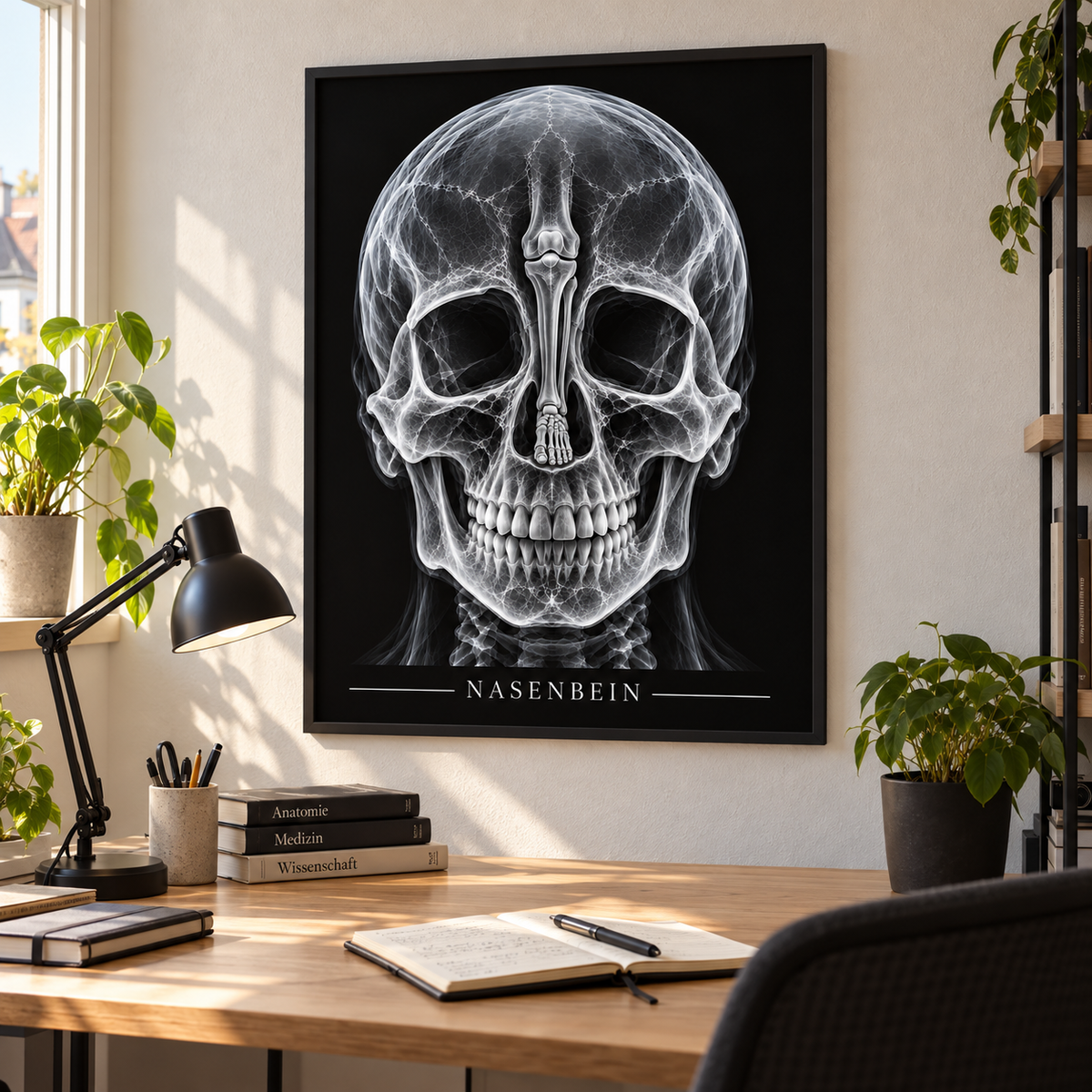 Nasenbein – gerahmtes Wandbild im Arbeitszimmer