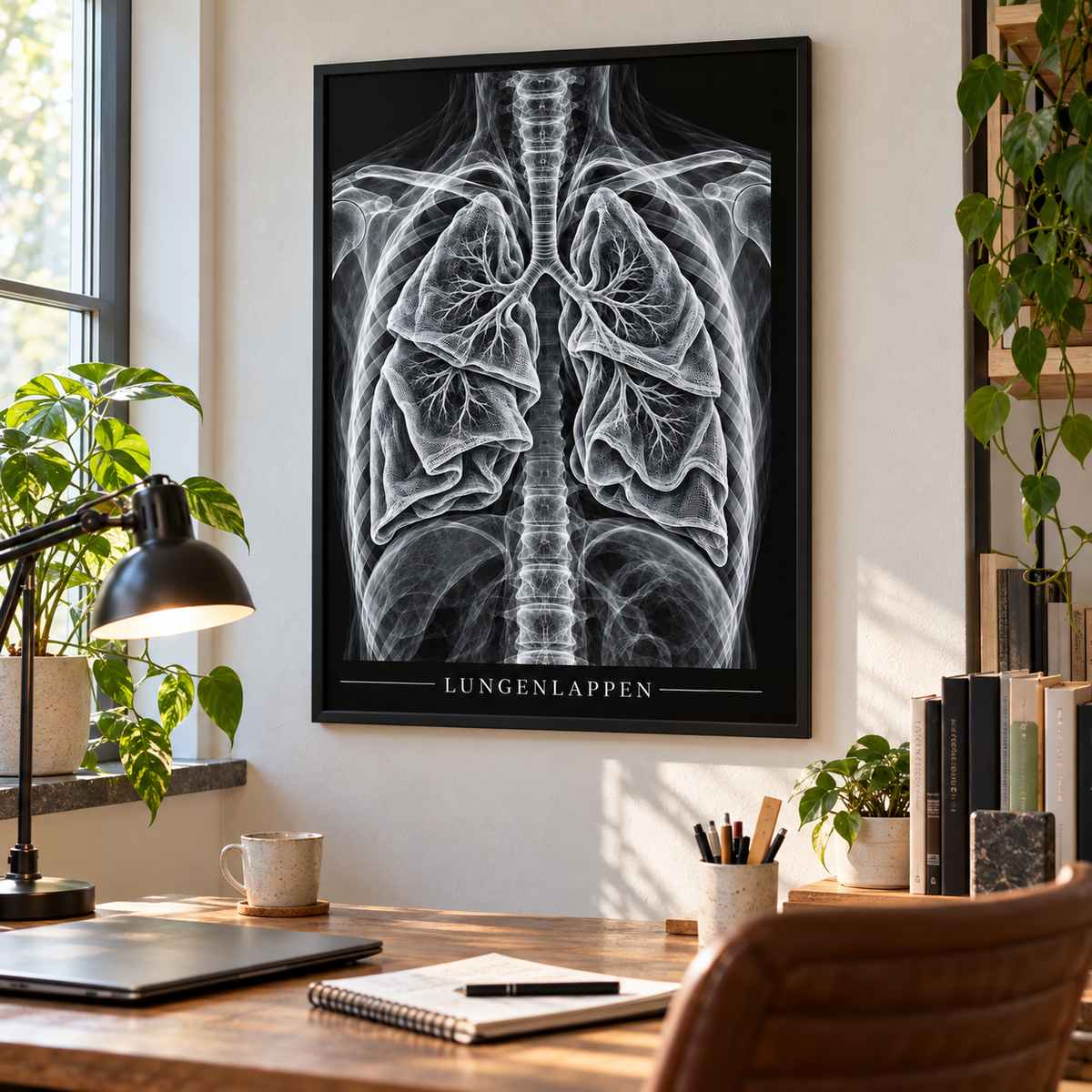 Lungenlappen – gerahmtes Wandbild im Arbeitszimmer