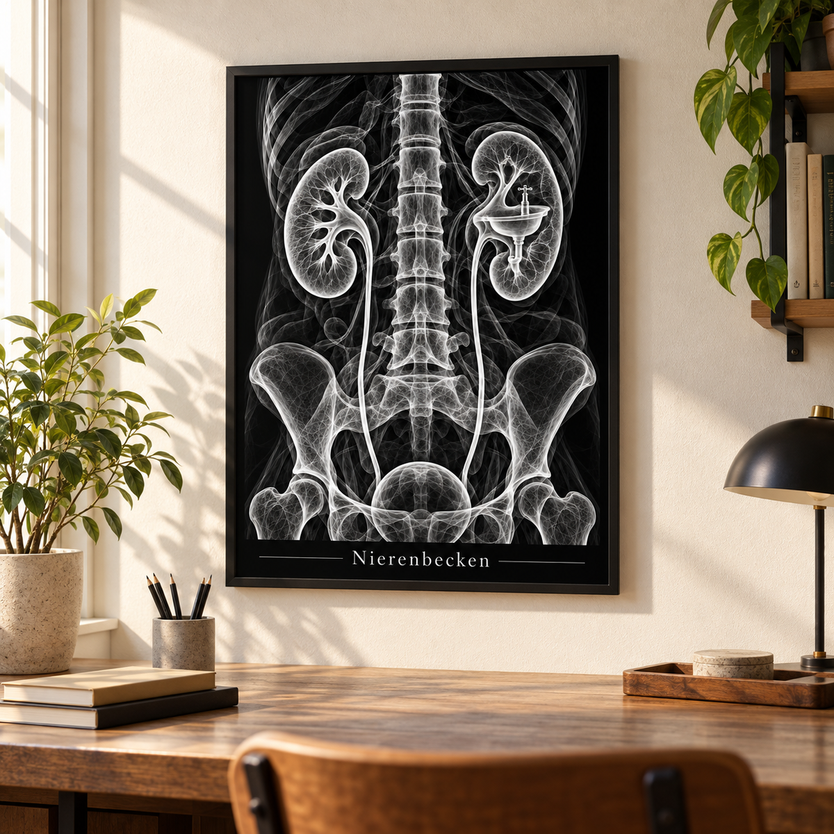 Nierenbecken – gerahmtes Wandbild im Arbeitszimmer