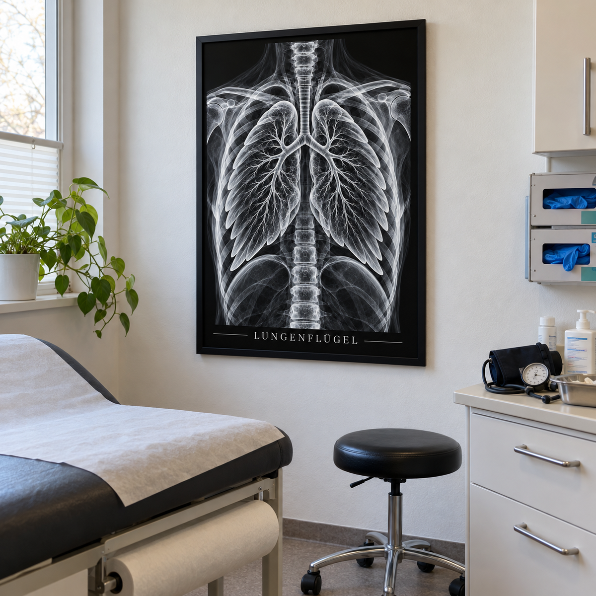 Lungenflügel – gerahmtes Wandbild im Behandlungszimmer