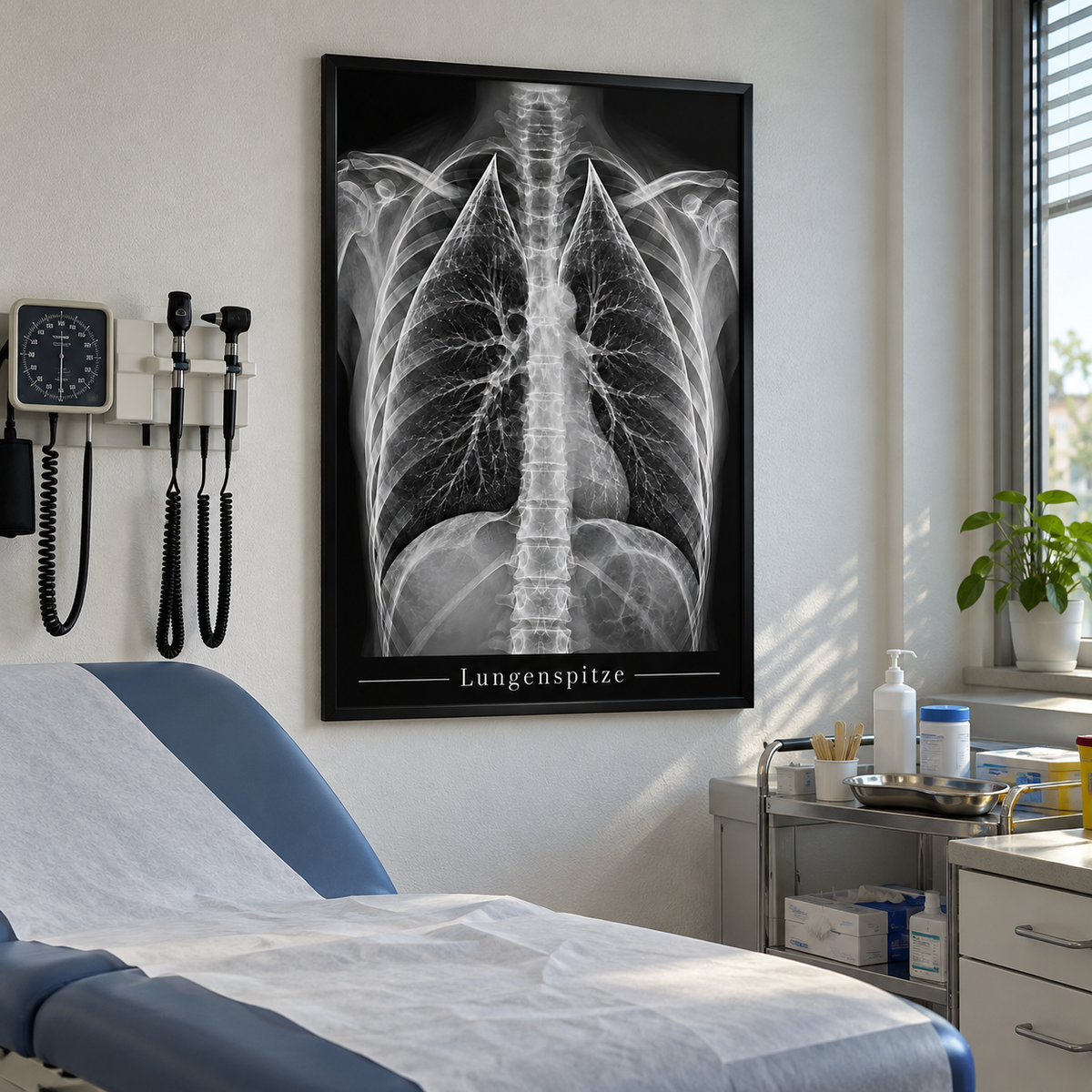 Lungenspitze – gerahmtes Wandbild im Behandlungszimmer