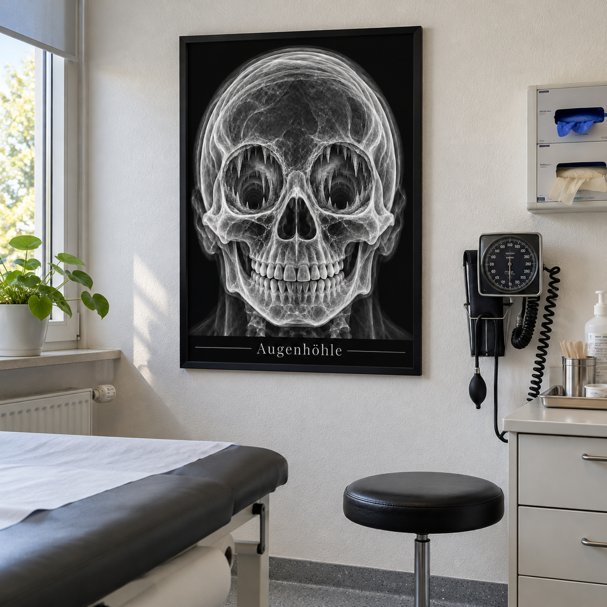 Augenhöhle – Tiefenschlund – gerahmtes Wandbild im Behandlungszimmer