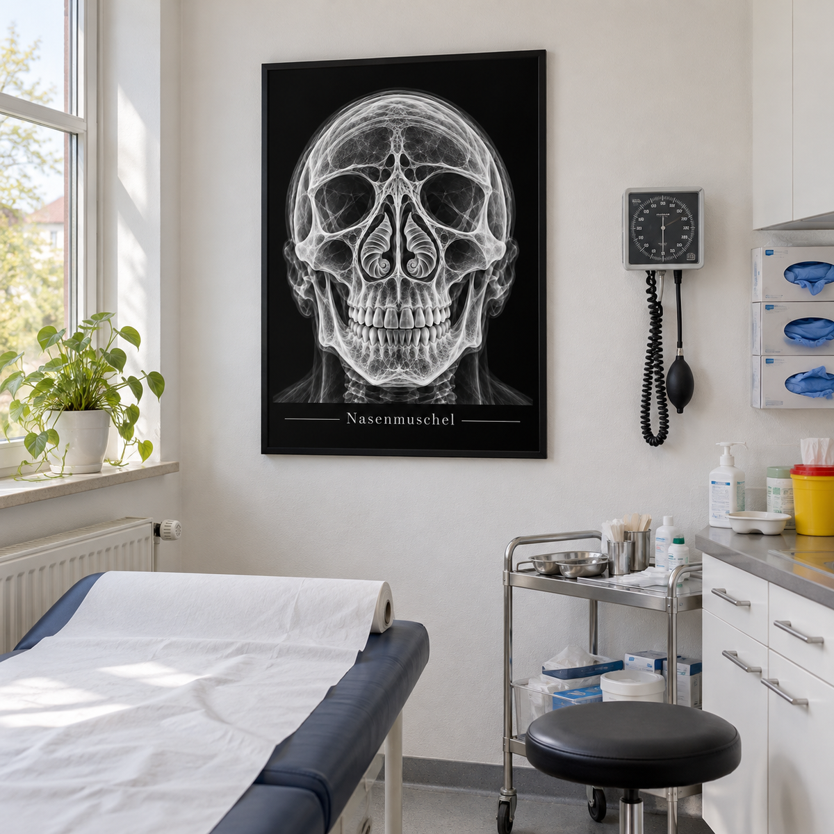 Nasenmuschel – gerahmtes Wandbild im Behandlungszimmer
