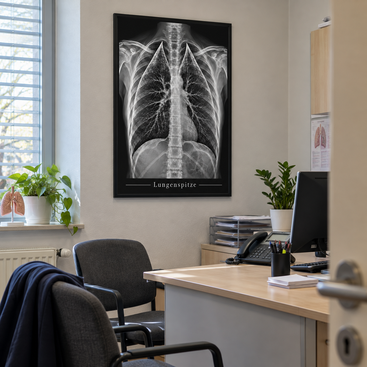 Lungenspitze – gerahmtes Wandbild im Praxisbüro