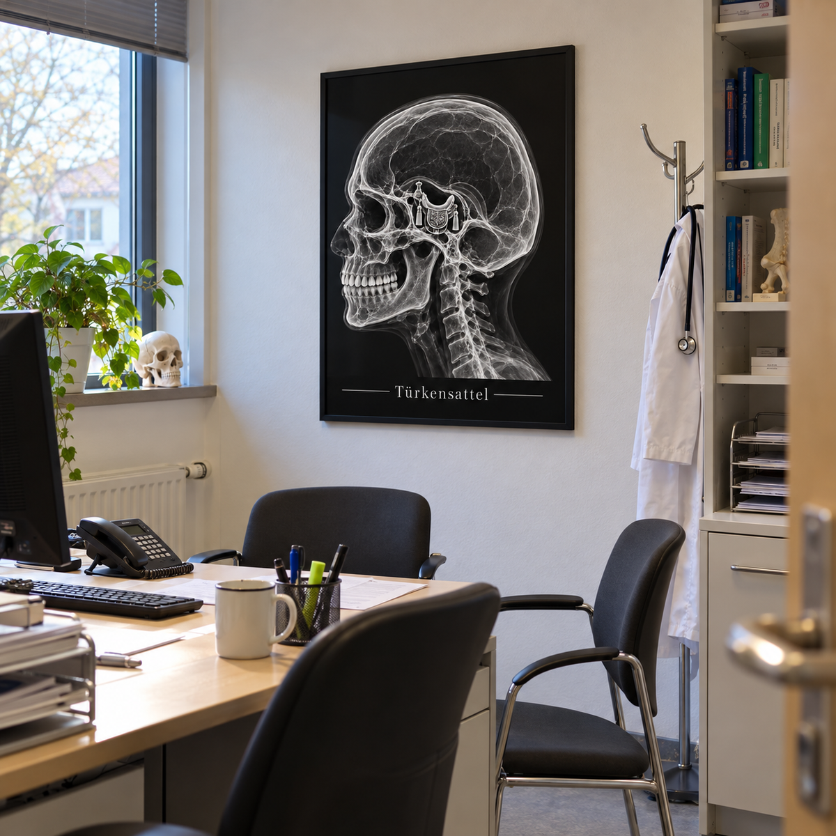 Türkensattel – gerahmtes Wandbild im Praxisbüro