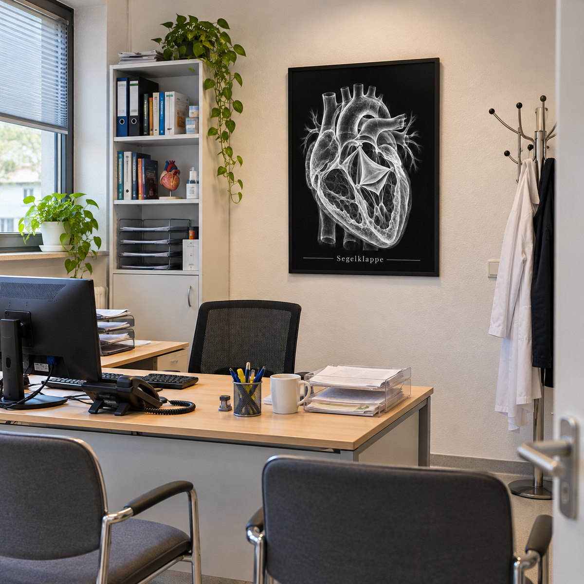 Segelklappe – gerahmtes Wandbild im Praxisbüro