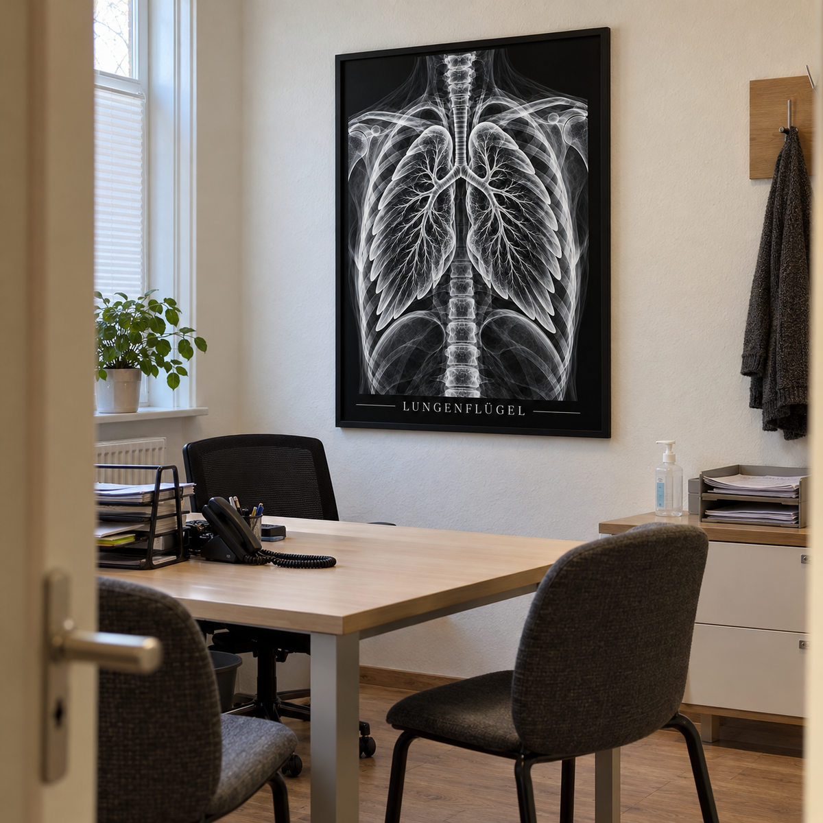 Lungenflügel – gerahmtes Wandbild im Praxisbüro