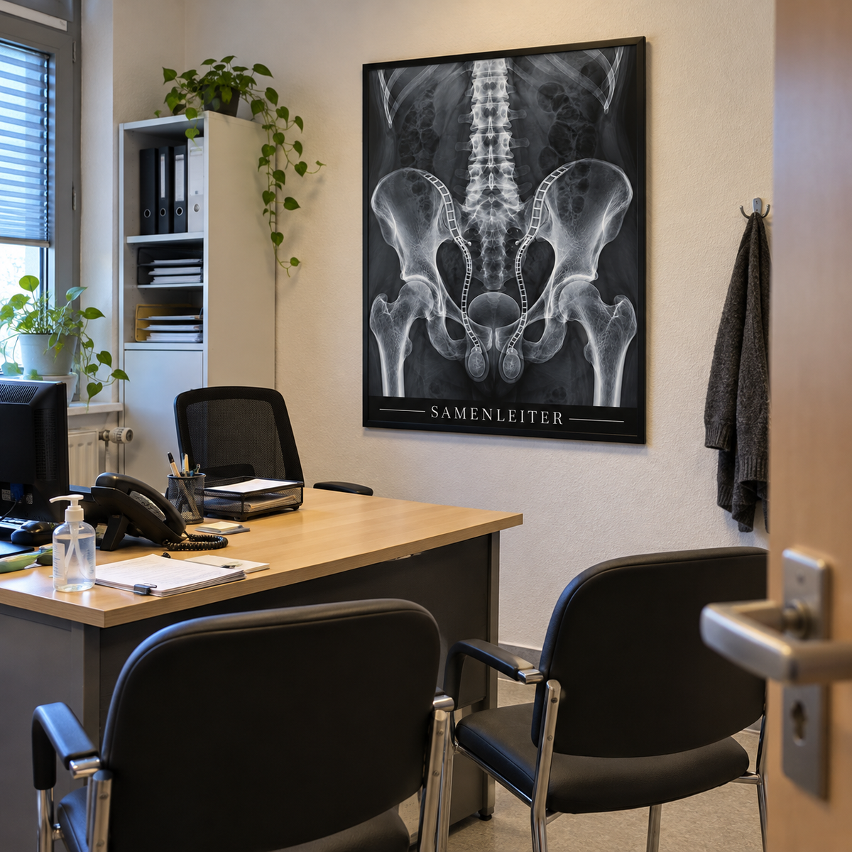 Samenleiter – gerahmtes Wandbild im Praxisbüro