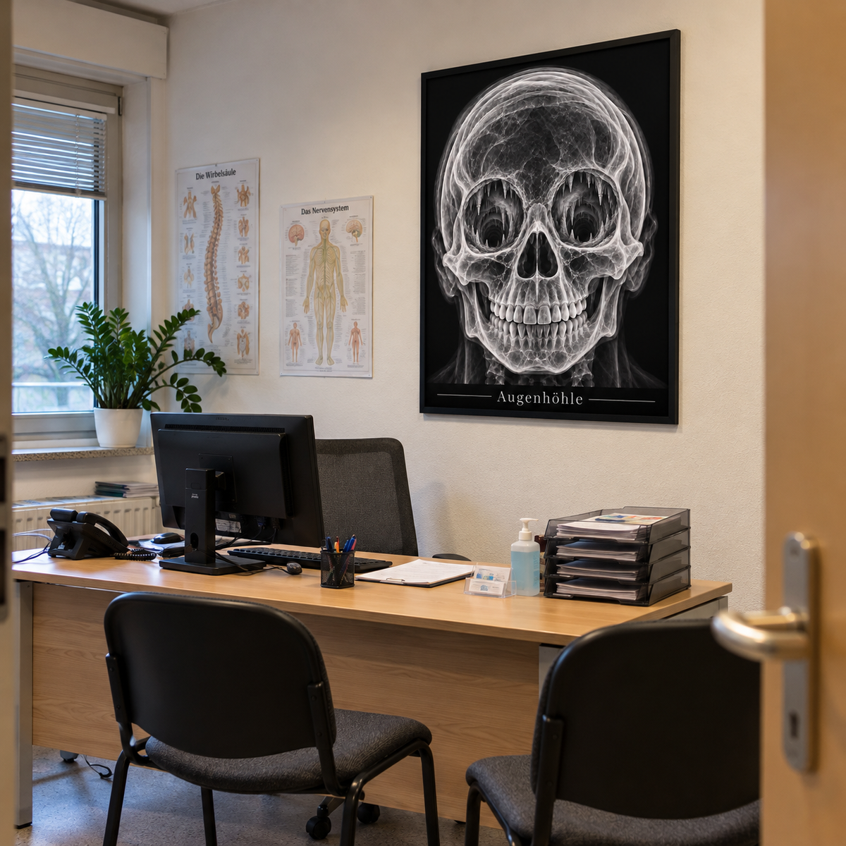 Augenhöhle – Tiefenschlund – gerahmtes Wandbild im Praxisbüro