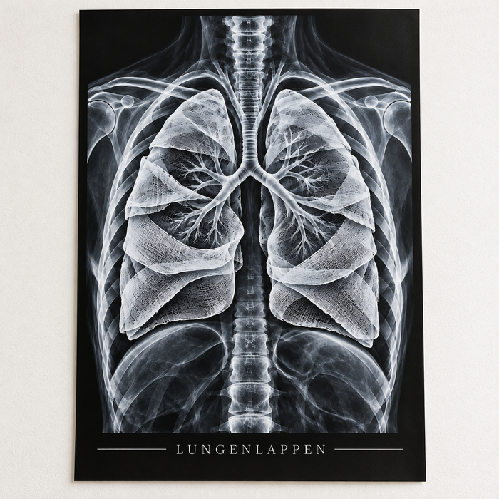 Lungenlappen – Mulltücher – Anatomie-Poster ohne Rahmen